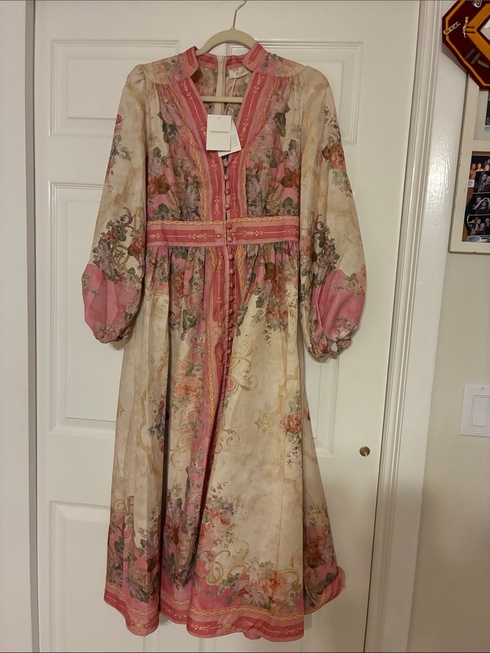 Zimmermann Pink & Cream Floral Long Sleeve Girls' Dress